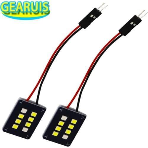 50X Blue to White dual color Dome light 8 SMD 2835 led 0.5W Car Vehicle Panel Lamps Auto Interior Reading Lamp Bulb Light 12V