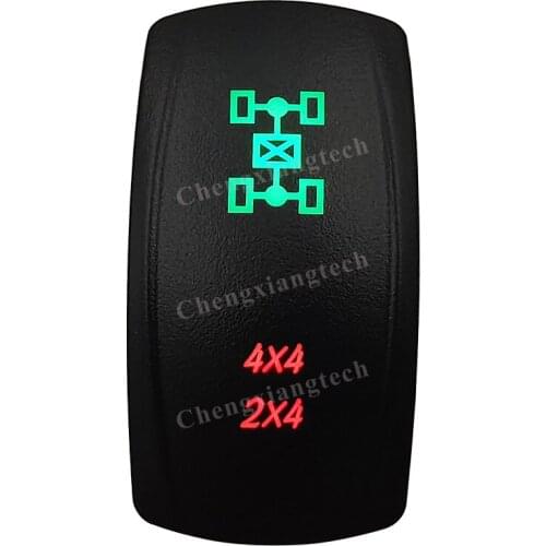 Laser -4X4/2X4 -Car Boat Green & Red Led On Off Rocker Switch Waterproof, Overload Protection, SPST, Truck Marine Caravan