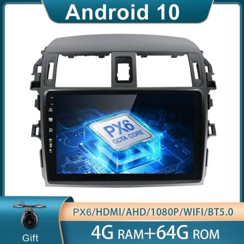 Bosion PX6 RK3399 RAM 4GB ROM 64GB Android 10 For Toyota Corolla 2009 Car Radio Multimedia Player GPS Navigation 1080P AHD WIFI