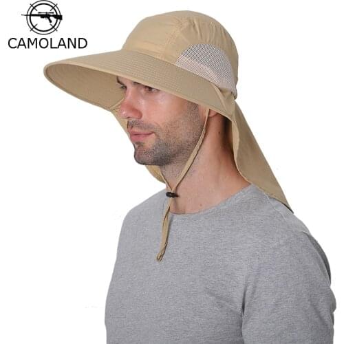 CAMOLAND Waterproof Bucket Hats For Men Women Summer UPF 50+ Sun Hat Long Wide Brim Outdoor Hiking Fishing Caps With Neck Flap