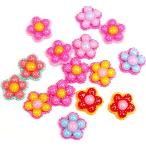 50pcs 17X17mm Resin Flowers Flatback Cabochon Jewelry Findings Scrapbooking For Jewelry Making Charms Pendants Accessories Diy