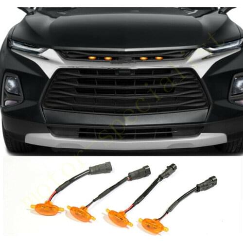 For Chevrolet Blazer 2019-2021 LED Car Front bumper Grille LED Amber Light Raptor Style Light Kit Decor W/ Wire Speed