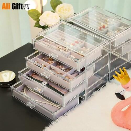 Flannel Jewelry Box Princess European-style Korea Storage Large-capacity Earrings Jewelry Storage Box Simple Finishing Tray