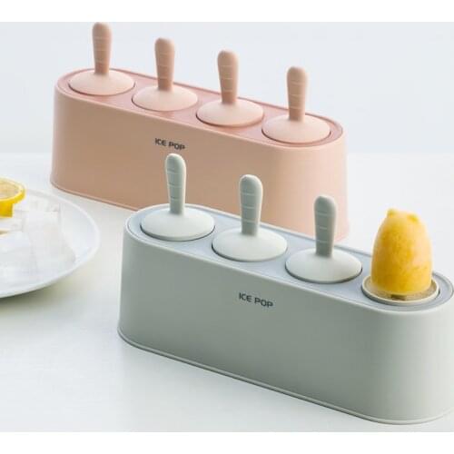Summer Ice Cream Mold Popsicle DIY Tool 4 Hole Silicone Ice Mold Children Dessert Ice Cream Mold Kitchen Tools DIY Ice Cream
