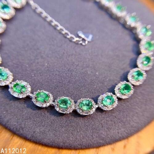 KJJEAXCMY fine jewelry S925 sterling silver inlaid natural Emerald Girl new popular hand Bracelet Support test Chinese style