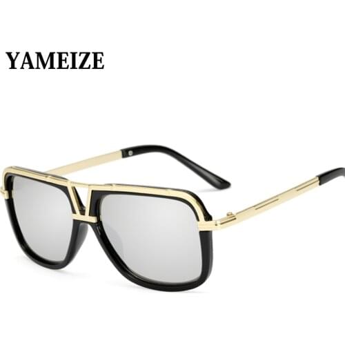 YAMEIZE Classic Pilot Sunglasses Men Mirror Lens Brand Luxury Metal Frame Eyewear Goggle High Quality Driving Travel Sun Glasses