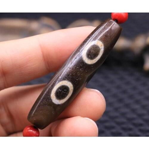 Collectible Treasure Talisman LKbrother Sauces Magic Power Tibetan Old Agate 2 EYE Totem dzi bead