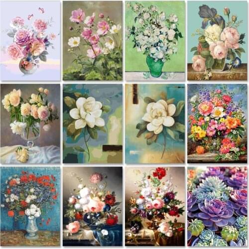 SDOYUNO 40x50cm Paint By Numbers For Adult Flowers DIY Paint For Painting By Numbers On Canvas Frameless Home Decor Wall Art