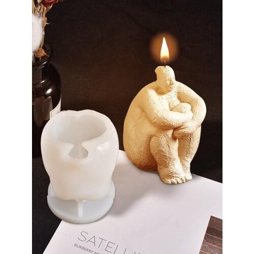 Creative 3D Mosaic Thinker Portrait Carving Art DIY Aromatherapy Candle Craft Home Decoration Silicone Mold
