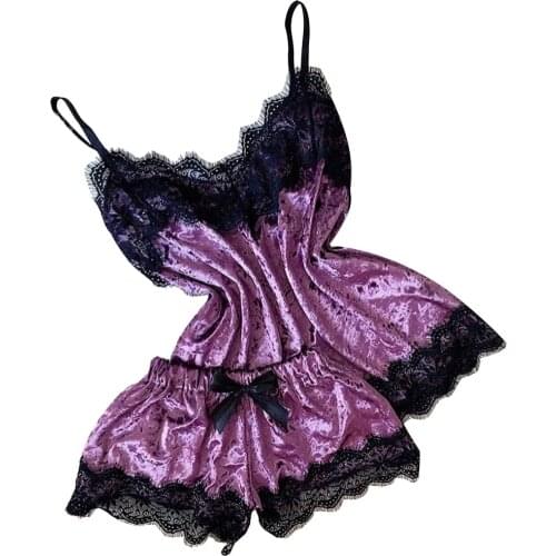 Bow Knot Lace Women Underwear Set Sexy V-Neck Simple Elegant Female Tops Velvet Pajamas Sleepwear Breathable Ladies Brief Sets