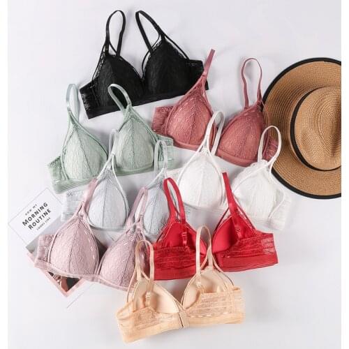 Floral Lace Bras For Women Sexy Lingerie Beauty Back Deep V Lace Bralette Female Brassiere Wire Free Thin Underwear Push Up Bra