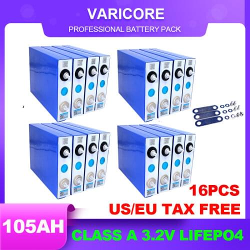 16pcs 3.2v 102Ah 105Ah Lifepo4 Rechargeable Battery Lithium Iron Phosphate for 12v Campers Golf Cart Off-Road Solar Wind Yacht