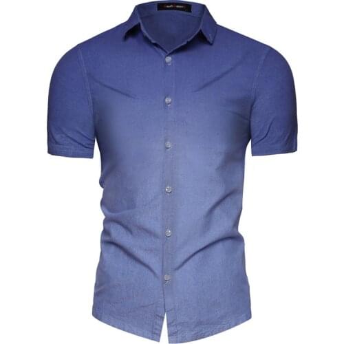Joom Shirt Gradient Slim Fit Short Sleeve Shirt Cotton Quality Shirt Mens Shirt