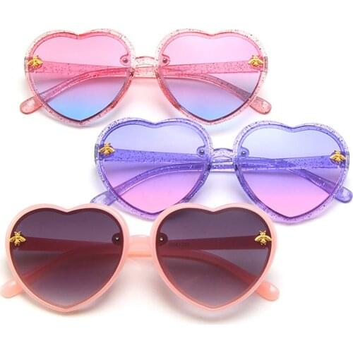 2021 New Kids Cartoon Heart Bee Sunglasses Girls Boy Children Outdoor Travel Camping Eye Protection Photo Prop UV400 Sun Glasses