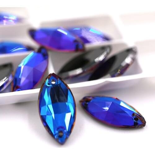 New 7x15mm Leaf shape sew on rhinestones Purple Blue Light flatback glass rhinestones diy Wdding dress/clothing accessories