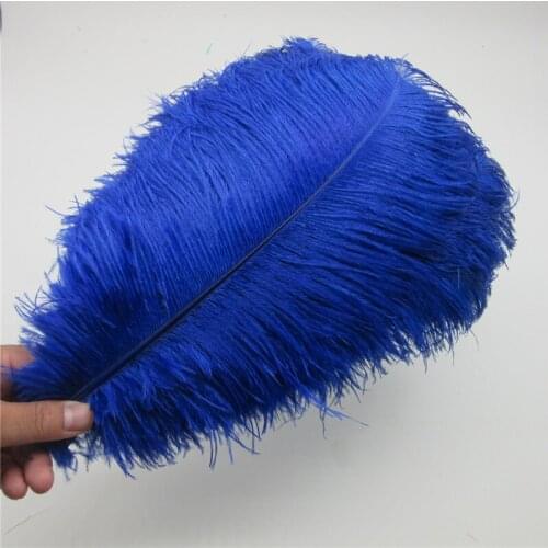 Wholesale 100 Pcs/Lot Natural Ostrich Feathers Hard rod 15-75CM Hotel Party Wedding Decorations Jewelry plume Royal blue Feather