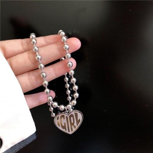 Gothic Stainless Steel Female Symbol Girl Crush Choker Heart Pendant Necklace