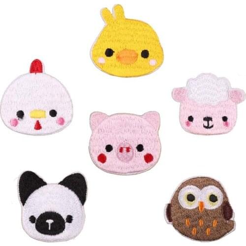 PGY 1PCS Animal Chicken and Bird sheep Embroidered Iron On Patches For Clothes Applique DIY Hat Coat Accessories Fabric Sticker