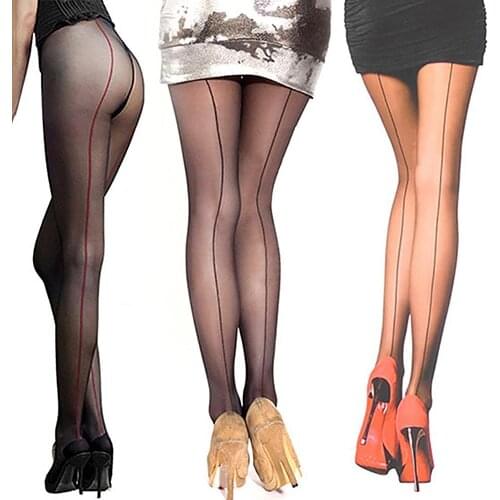 Sexy Womens Stockings Pantyhose Ultra Sheer Transparent Line Back Seam Tights Stockings Femme Breathable Elastic Stockings