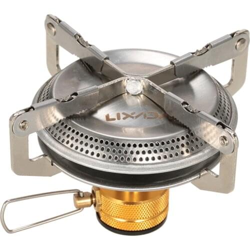 Lixada Portable Stainless Steel Mini Camping BBQ Gas Stove Outdoor Hiking Picnic Survival Cookout Folding Stove Head gas-burner