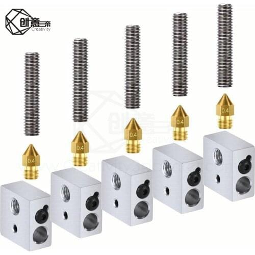 3D Printer Accessories 1.75mm PTFE Throat Tube 0.4mm Extruder Nozzle Print Head Heater Block Hotend For Mk8 Makerbot Anet A8