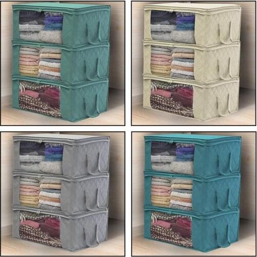 1Pc Folding Portable Space-Saving Storage Bag Box Quilt Blanket Clothes Storage Box Non-Woven Clothing Storage Box Storage Bag