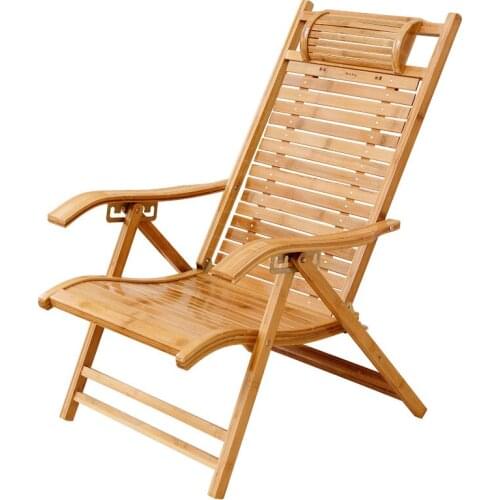 Modern Foldadble Bamboo Garden Chair Recliner Reclining Back Indoor/Outdoor Balcony Furniture Chair For Patio Porch Balcony Deck