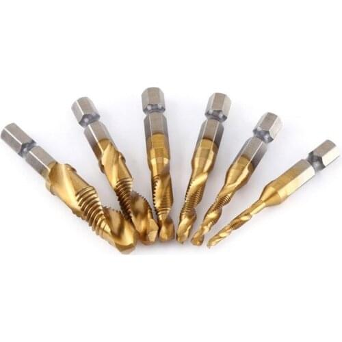 M3 M4 M5 M6M8 M10 4341 Hex Shank Spiral Tap Countersink Drill Reamer Titanium Soft Metal Tapping Chamfering Tool Metric