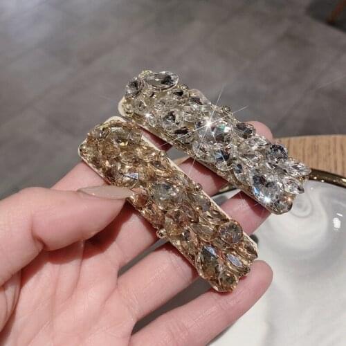 Rhinestone hairpin fashion temperament crystal BB clip bangs side clip small broken hair clip back head clip