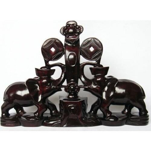 T Gallery] mahogany crafts auspicious Zhai elephant wood carving decoration business gifts object