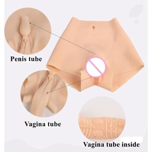Newest Silicone Realistic Vagina Panties Shemale Crossdresser Pussy Pants Transgender Artificial Sex Fake Underwear Enhancer Hip