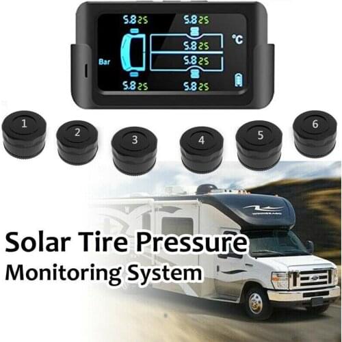 Universal Wireless Pressure Monitoring System USB Solar Tire Pressure Alarm 12.0Bar Tyre Temperature Alarm with 6External Sensor