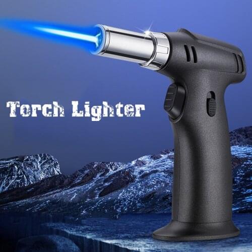 Torch Lighter Refillable Butane Gas Kitchen Culinary Jet Lighter with Safety Lock and Adjustable Flame For Desserts Creme BBQ