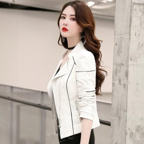 Jacket Short Spring Womens Autumn Pu Coat Female Faux Leather Jackets Women Slim Fit 2020 KJ5976