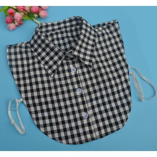 Lady Art shirt collar retro fake collar new plaid embroidery bead sexy women breathable shirt cotton lace trim false fake collar