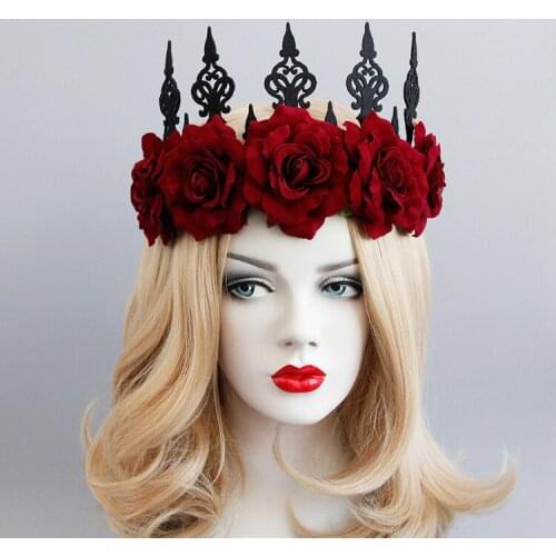 Vintage Rose And Queen Headwear Photo Props Sexy Party Hair Hoop Halloween Headband Female Hair Hoop