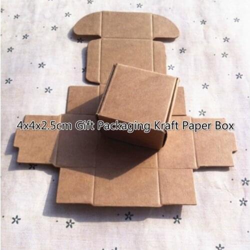 100pcs 4x4x2.5cm Gift Packaging Kraft Paper Box Jewelry Event Party Wedding Candy Chocolate Bakery Baking Cake Diy Soap Packing