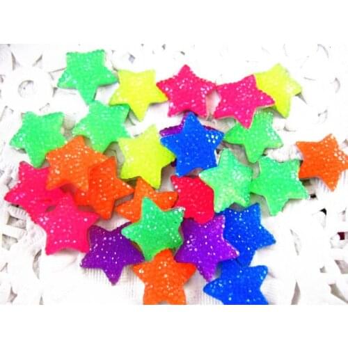 100pcs/lot kawaii resin star mix colors DIY resin cabochons accessories 16mm