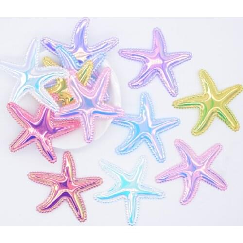 12Pcs 58*50mm Glitter PU Starfish Applique for DIY Cake Topper & Baby Craft Clothes Headwear BB Clip Accessory Decor Patches P25