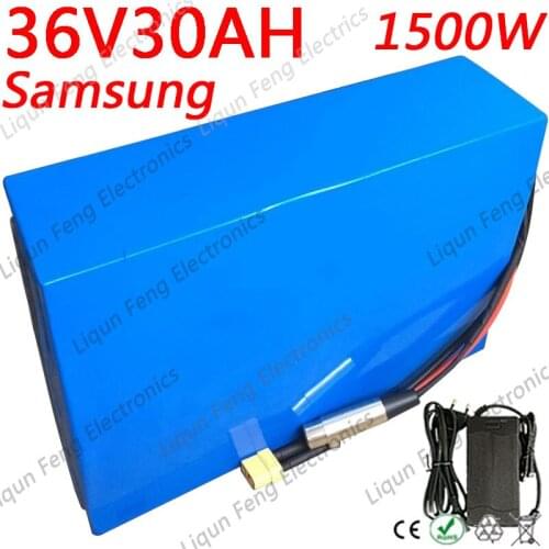 1500W 36V Electric Bike Battery 36V 30Ah Lithium Battery 36 Volt 30Ah Ebike Battery with 40A BMS+42V 2A Charger Free Customs Tax