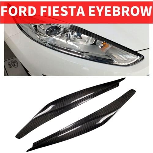 2PCS Car Styling Real Carbon Fiber Headlight Eyebrow Eyelids For FORD Ford Fiesta Trim Cover Sticker 2013-2016 Accessory Parts