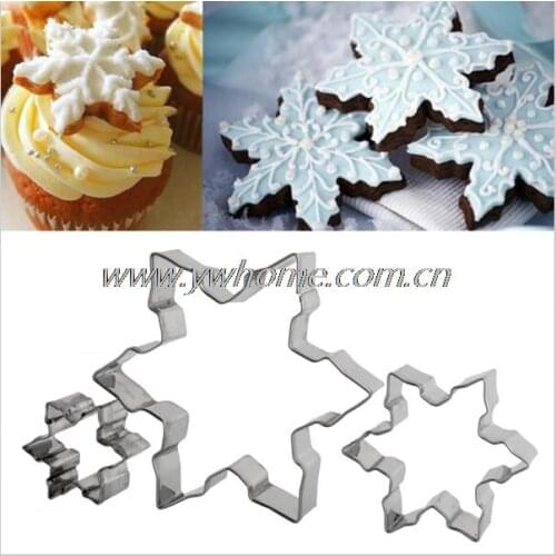 3pcs Stainless Steel Snowflake Mold Cake Decorating Tools Cake Tools Cookie Cutters Fondant Cake Decorating Sugarcraft Cutter