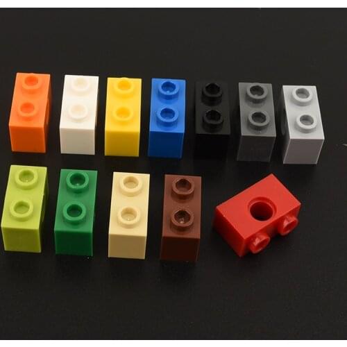 10PCS 3700 High-Tech Hole Brick 1 x 2 [1 Hole] Building block accessories parts MOC DIY Education Build Toys Bricks