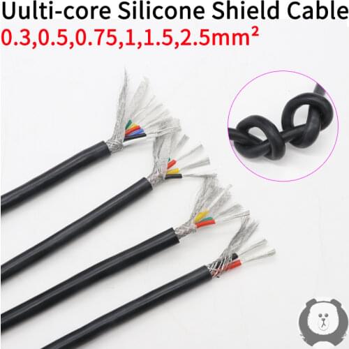 Square 0.3mm Ultra Soft Sheath Wire 2 3 4 Core Silicone Rubber Cable Insulated Flexible Copper High Temperature Power Line Black