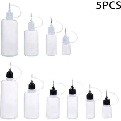 5pcs DIY Scrapbooking Paper Quilling Craft Tool Glue Applicator Needle Squeeze Bottle Reuse Plastic Bottle 5/10/20/30/50/100ML