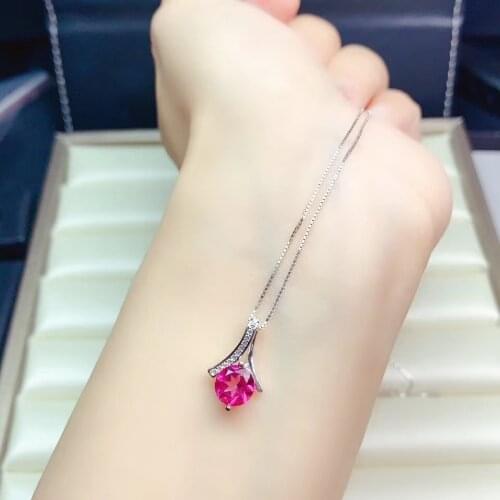 Shop promotion super low price 925 Sterling Silver Natural Topaz Necklace hot item including certificate package and mail red ge