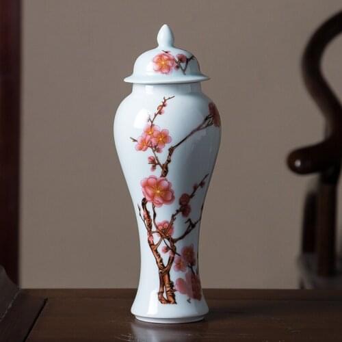 Antique Ceramic Vase Plum Blossom Shadow Blue Glaze Jingdezhen Chinese Style Living Room Decoration Retro General Tank Jar
