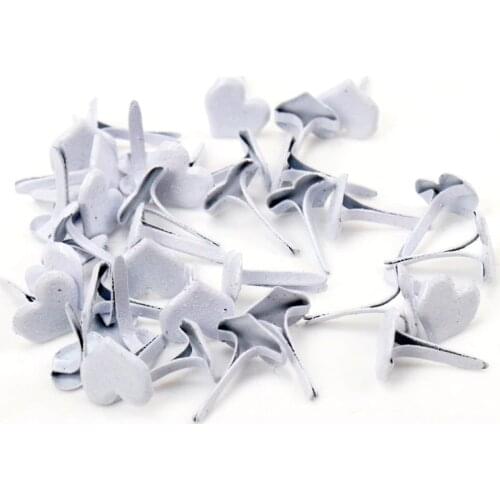 White Heart Brads Scrapbooking Embellishment Fastener Brads Metal Crafts For shoes Decoration 50PCs 13mm CP0646-FD