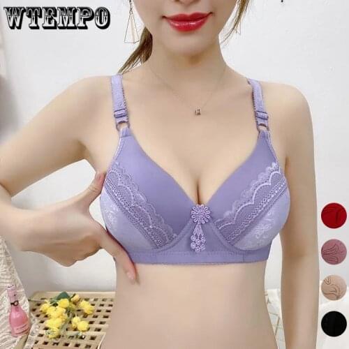 Push Up Bra Women Plus Size Bras Lace Seamless Underwear Wireless Soft Lingerie Bralette Red Sexy Female Brassiere Large Tops