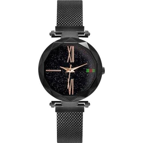 Fashion Womens Watches Starry Sky Watch Women Black Magnetic Watch Waterproof Quartz Wristwatch relogio feminino montre femme